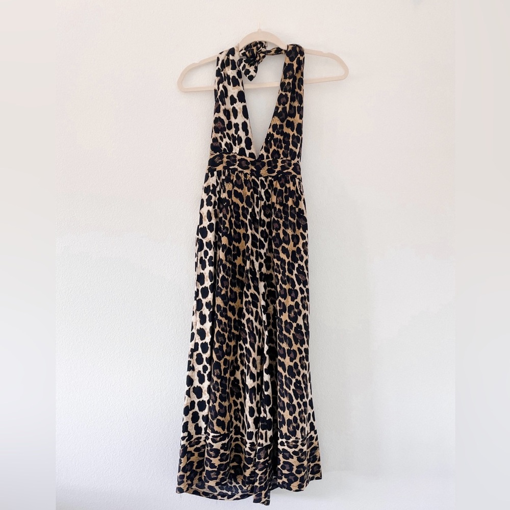 URBAN leopard print halter neck jumpsuit